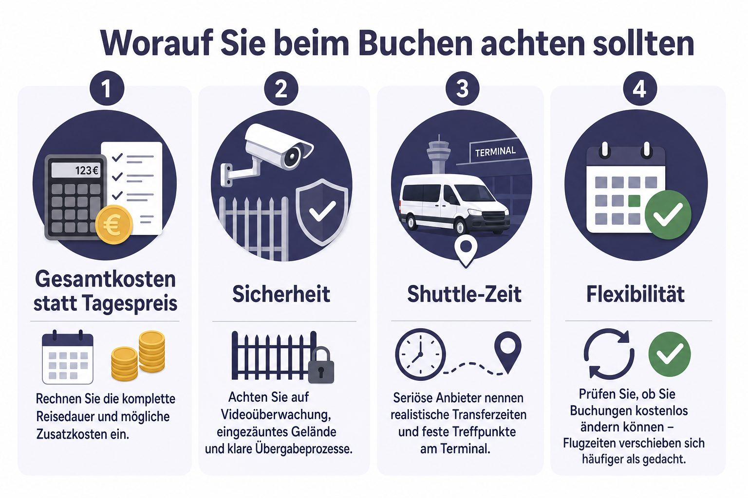 Infografik: Welche Parkvariante passt zu welcher Reise am Flughafen Frankfurt
